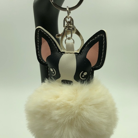 Cute Purse Bling!! French Bulldog Pom-Pom NWT - Picture 3 of 3
